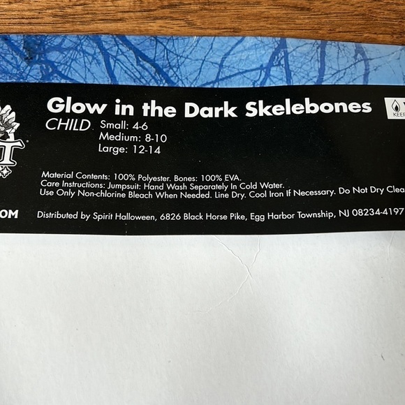 Spirit Halloween Kids Glow in the Dark Skelebones Skeleton Costume Size Large - Picture 11 of 12